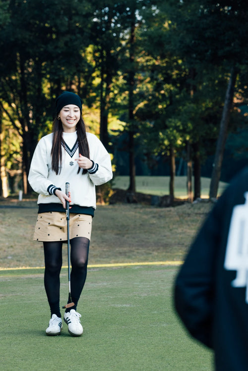 [WOMEN]OVERLAP LOGO LS MOCK NECK TEE