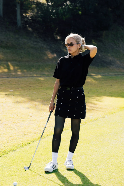 [WOMEN]OVERLAP LOGO KNIT POLO