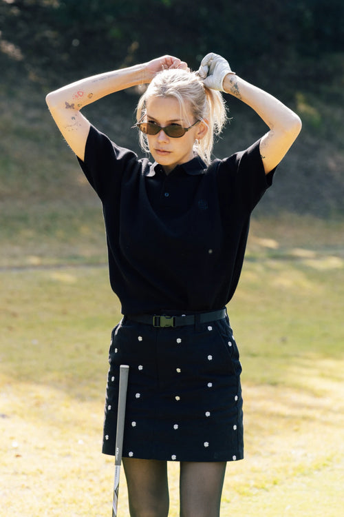 [WOMEN]OVERLAP LOGO KNIT POLO