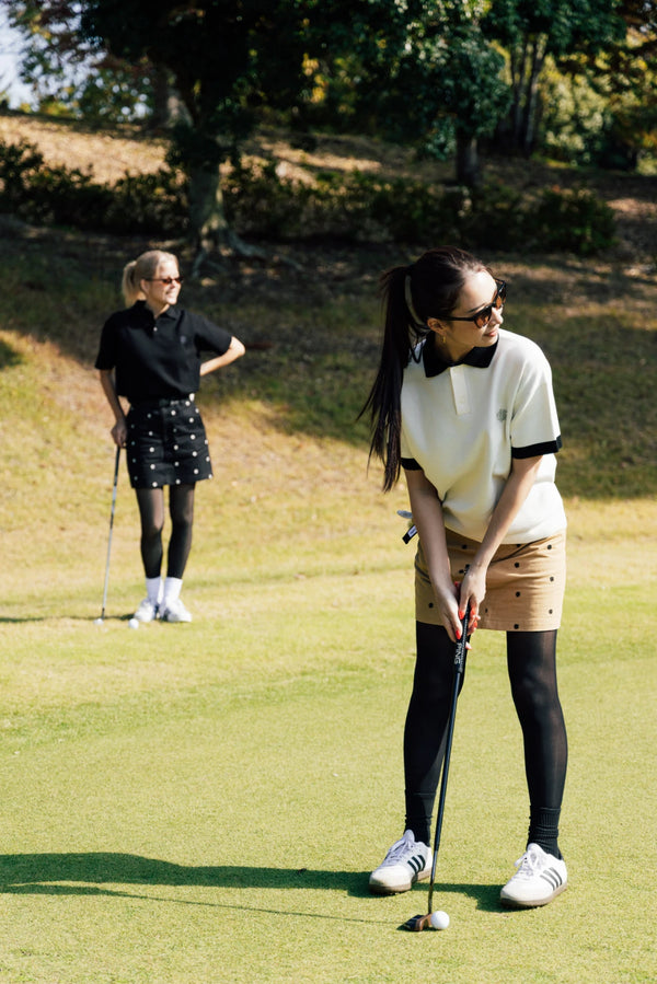 [WOMEN]OVERLAP LOGO KNIT POLO