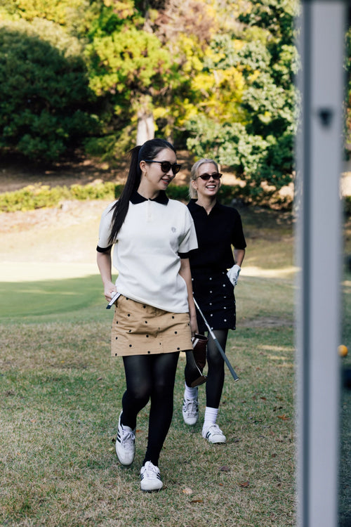 [WOMEN]OVERLAP LOGO KNIT POLO