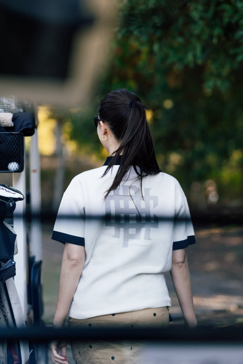 [WOMEN]OVERLAP LOGO KNIT POLO