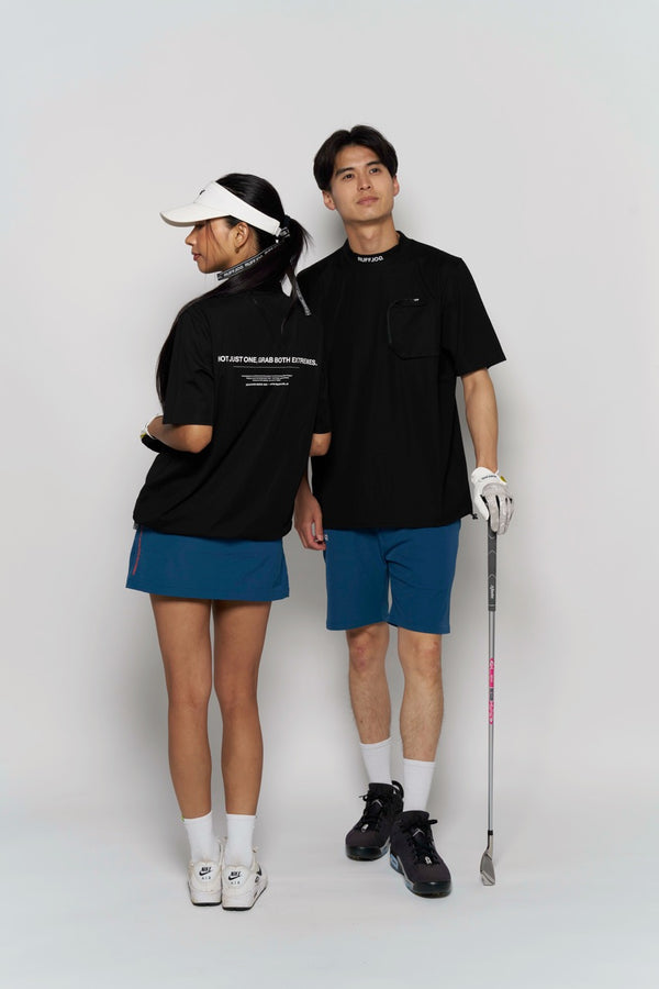 WM HEAD AND TAIL LOGO OUT POCKET MOCK NECK SHIRTS