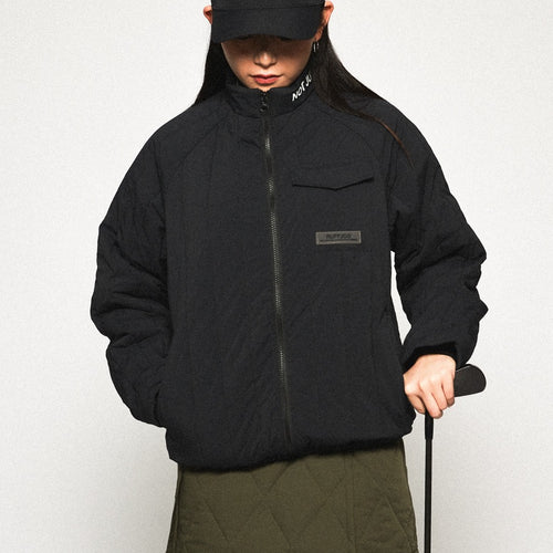 STRAIGHT QUILT PUFFER JACKET BLACK