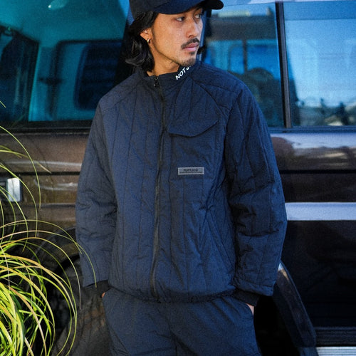 STRAIGHT QUILT PUFFER JACKET BLACK