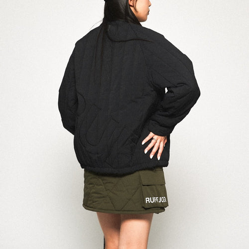 STRAIGHT QUILT PUFFER JACKET BLACK