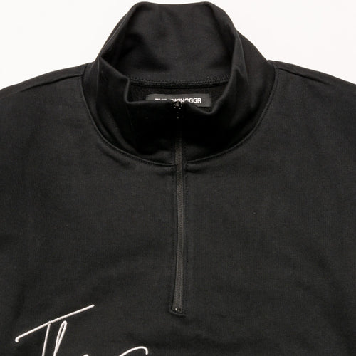 ZIP UP HI NECK SWEAT BLACK