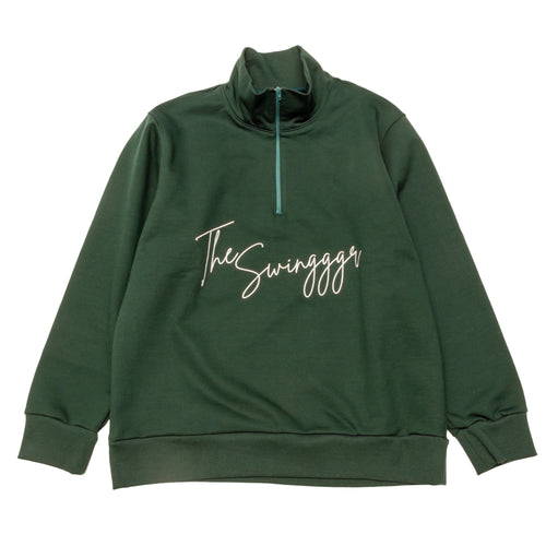 ZIP UP HI NECK SWEAT GREEN