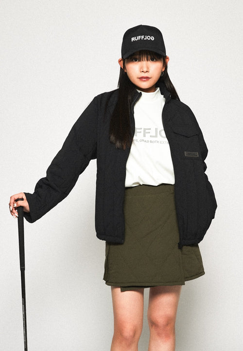 STRAIGHT QUILT PUFFER SKIRT KHAKI