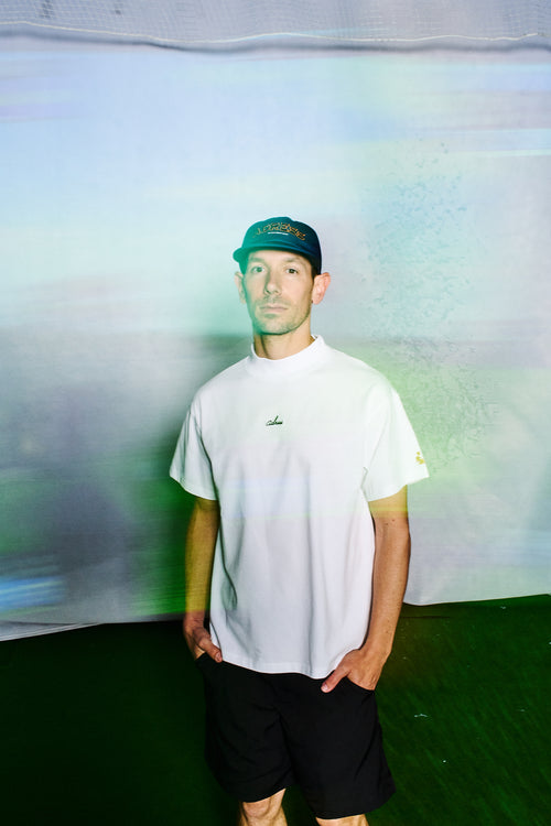 SQUARE LOGO MOCK NECK T-SHIRT WHITE