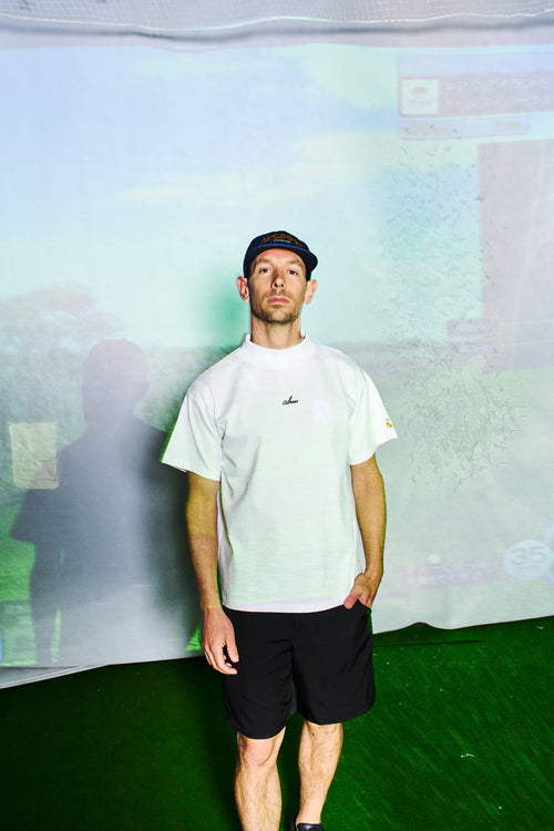 SQUARE LOGO MOCK NECK T-SHIRT WHITE