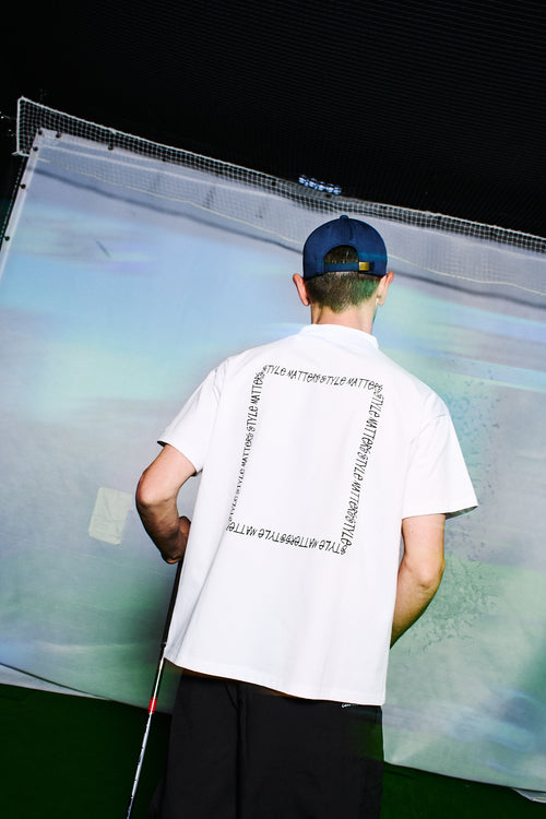 SQUARE LOGO MOCK NECK T-SHIRT WHITE
