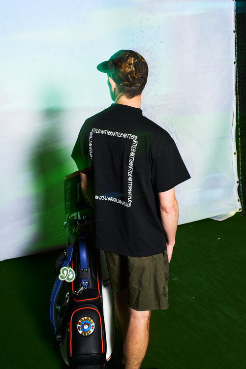SQUARE LOGO MOCK NECK T-SHIRT BLACK