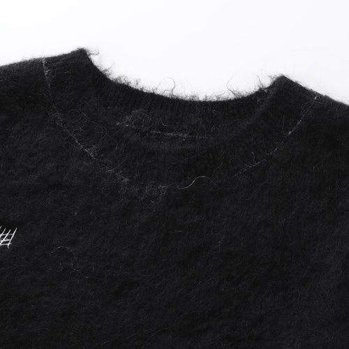 Mohair Crew Knit Pullover Black