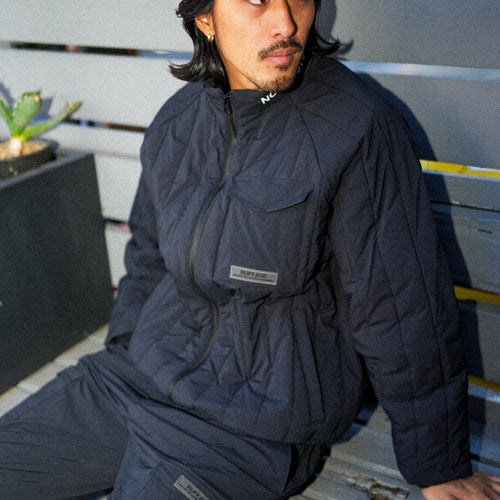 STRAIGHT QUILT PUFFER JACKET BLACK