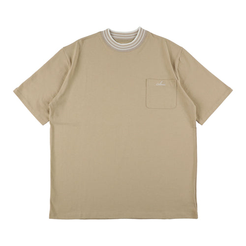 HIGH NECK POCKET T-SHIRT BEIGE