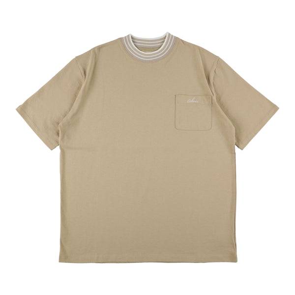 HIGH NECK POCKET T-SHIRT BEIGE