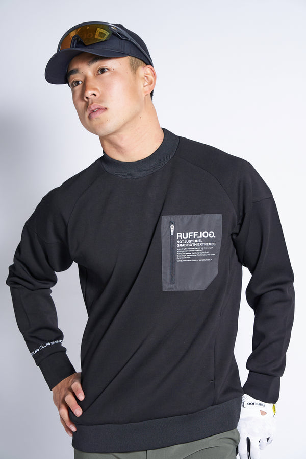 TC RAGLAN SLEEVES MOCK NECK SHIRTS BLACK