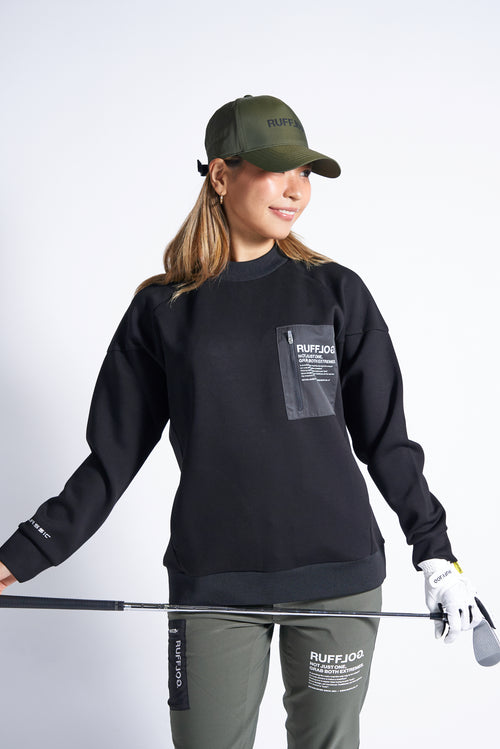 TC RAGLAN SLEEVES MOCK NECK SHIRTS BLACK