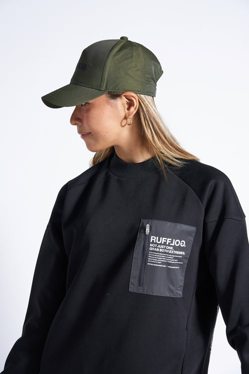 TC RAGLAN SLEEVES MOCK NECK SHIRTS BLACK