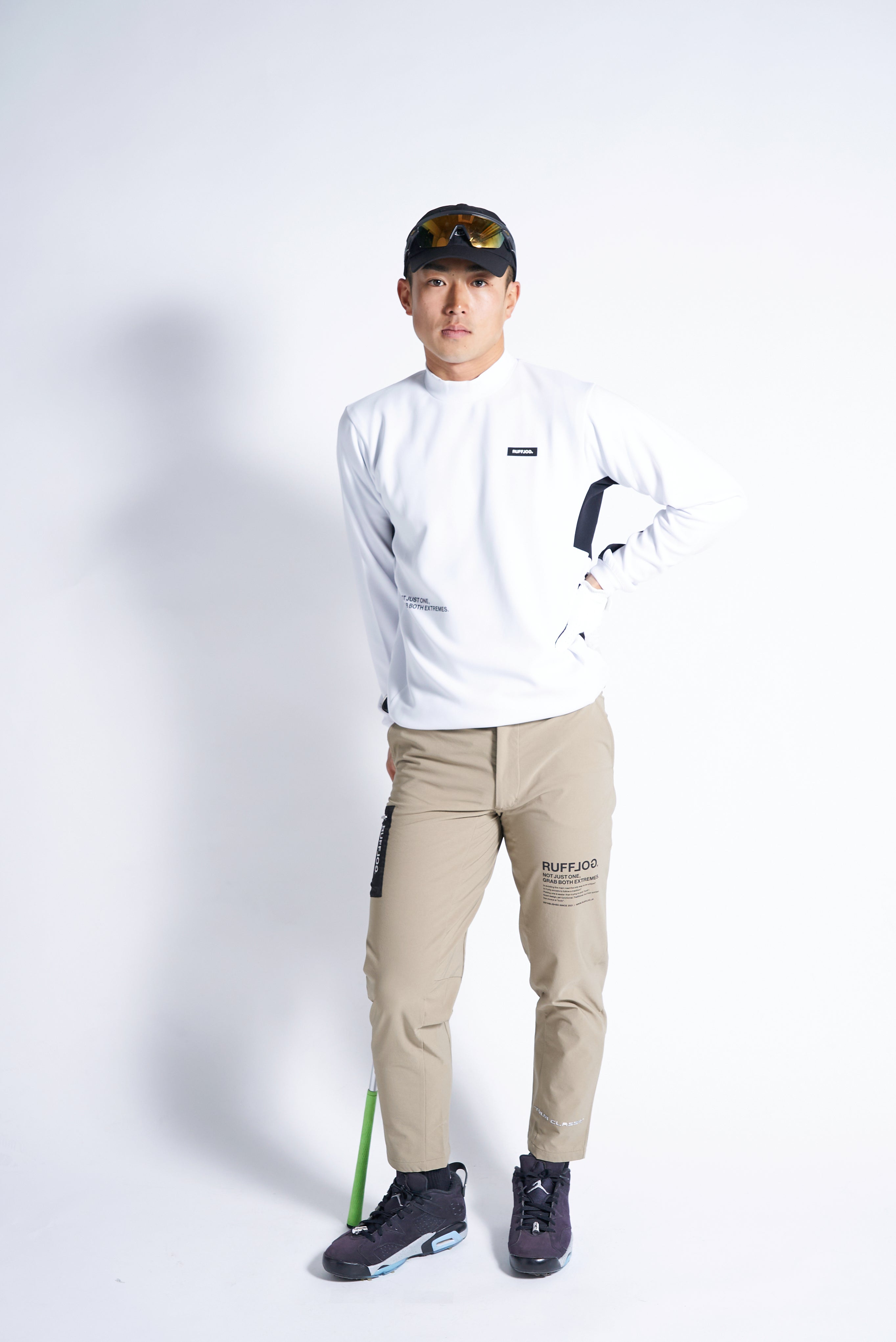 VERTICAL LOGO MOCK NECK SHIRTS WHITE – RUFFLOG