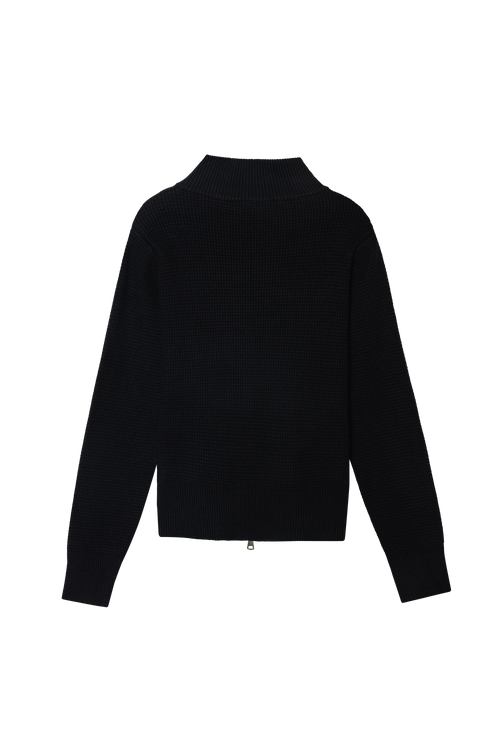 Waffle knit zip-up