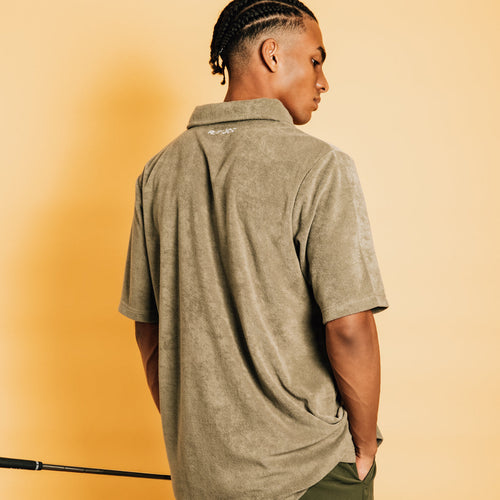 Pile Mesh #GOLF Polo Shirt Olive