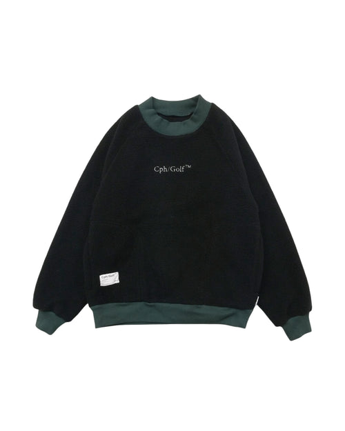 [WOMEN] #BI COLOR MOCK NECK PULLOVER BLACK