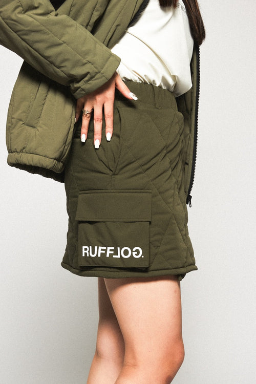 STRAIGHT QUILT PUFFER SKIRT KHAKI