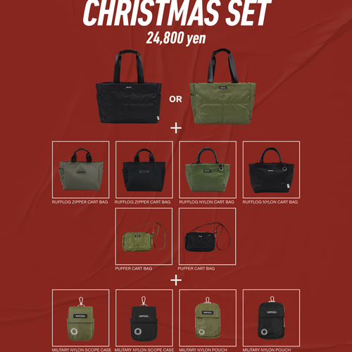 RUFFLOG CHRISTMAS BAG｜QUILTING SHOULDER TOTE BAG SET