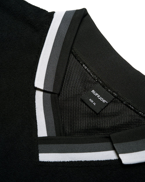 Tri-Collar Pile Mesh Polo Black