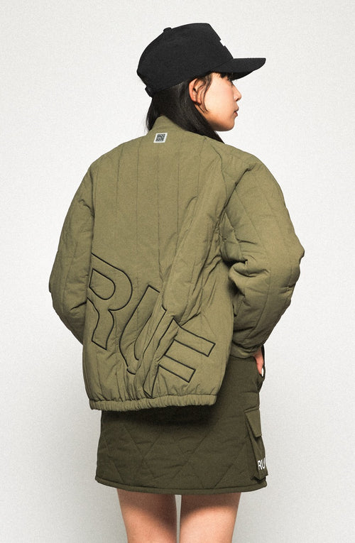 STRAIGHT QUILT PUFFER SKIRT KHAKI