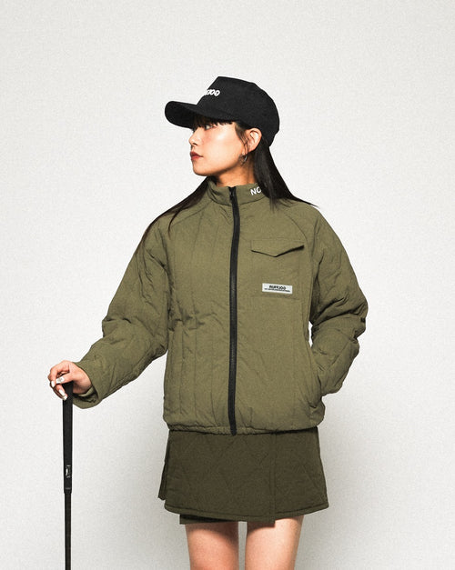 STRAIGHT QUILT PUFFER SKIRT KHAKI
