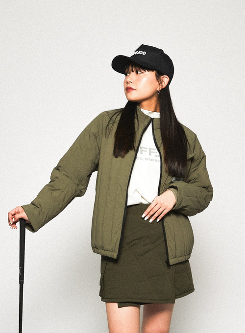 STRAIGHT QUILT PUFFER SKIRT KHAKI