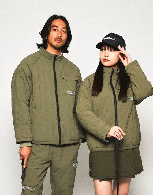 STRAIGHT QUILT PUFFER PANTS KHAKI