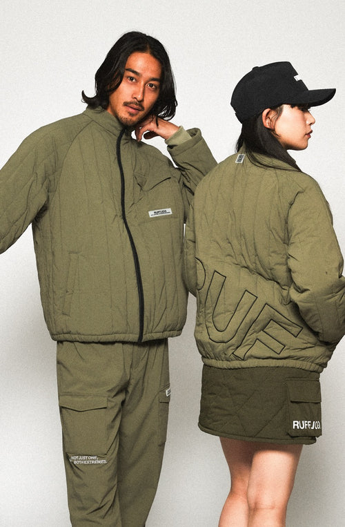 STRAIGHT QUILT PUFFER PANTS KHAKI
