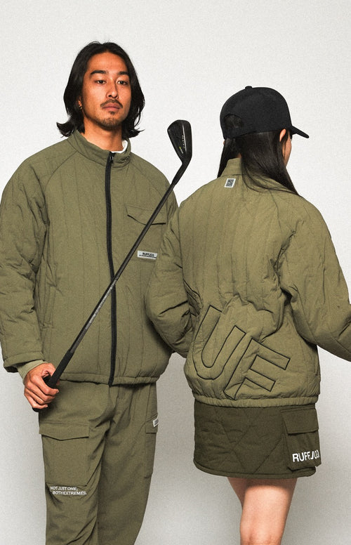 STRAIGHT QUILT PUFFER PANTS KHAKI