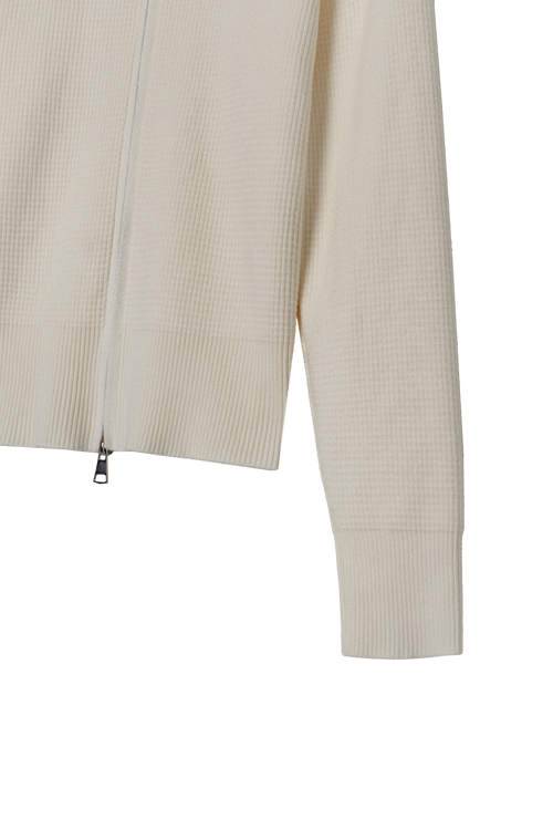 Waffle knit zip-up