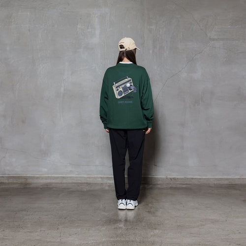 Boom Box Back Print Sweat Crew