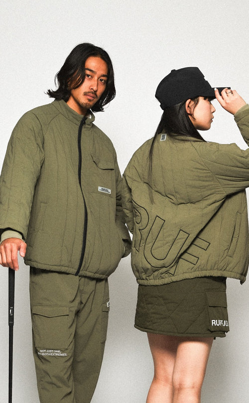 STRAIGHT QUILT PUFFER PANTS KHAKI