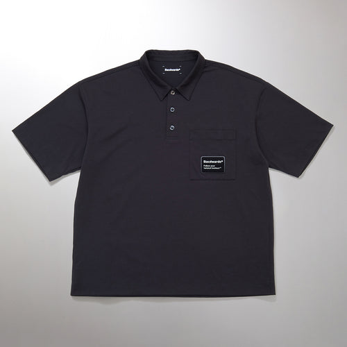 Statement Typo Back Print Solid Collar Shirt S/S_511-20004