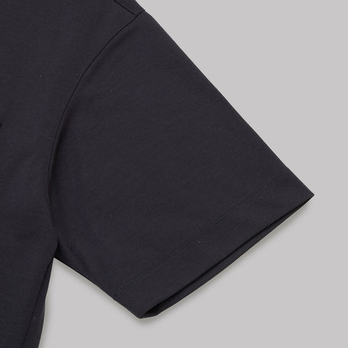 Statement Typo Back Print Solid Collar Shirt S/S_511-20004