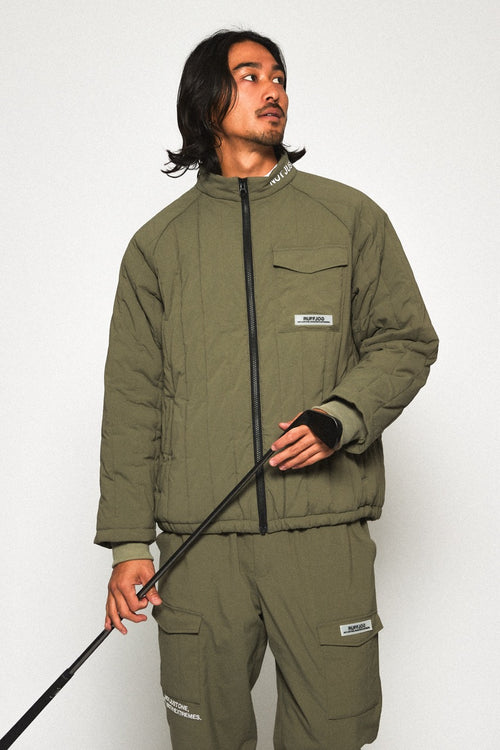 STRAIGHT QUILT PUFFER PANTS KHAKI