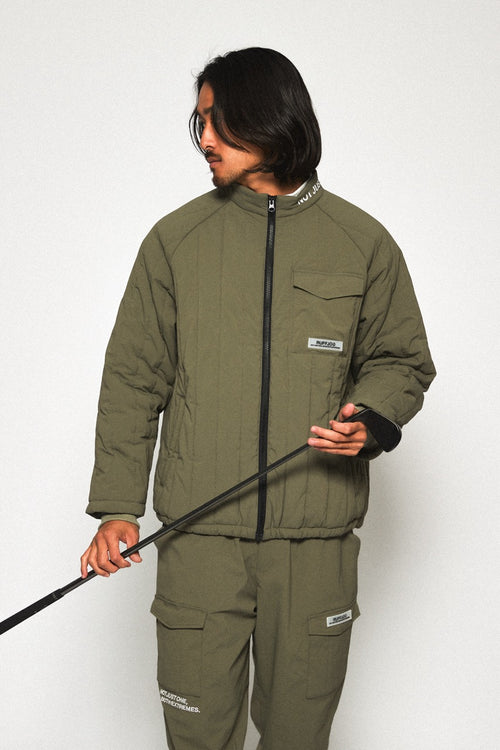 STRAIGHT QUILT PUFFER PANTS KHAKI