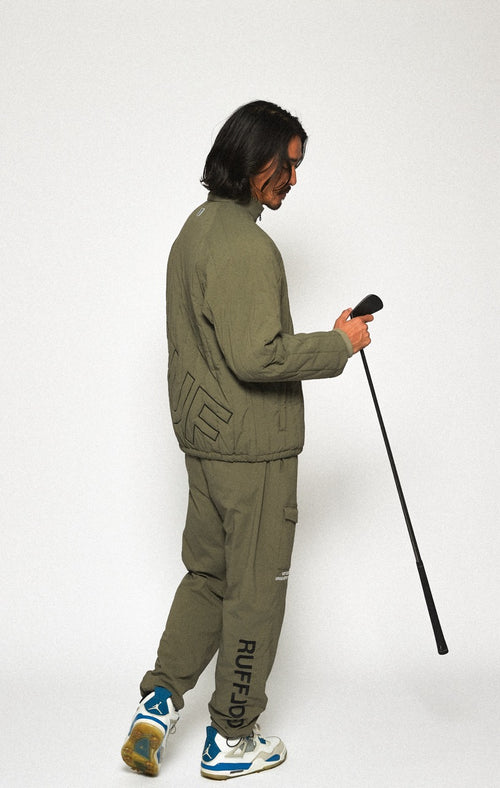 STRAIGHT QUILT PUFFER PANTS KHAKI