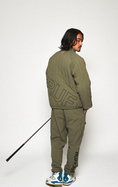 STRAIGHT QUILT PUFFER PANTS KHAKI