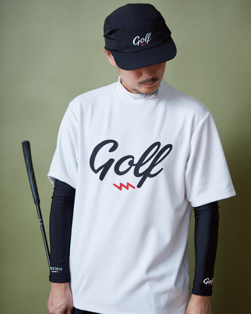 GOLF LOGO MOCK NECK S/S TEE WHITE – RUFFLOG