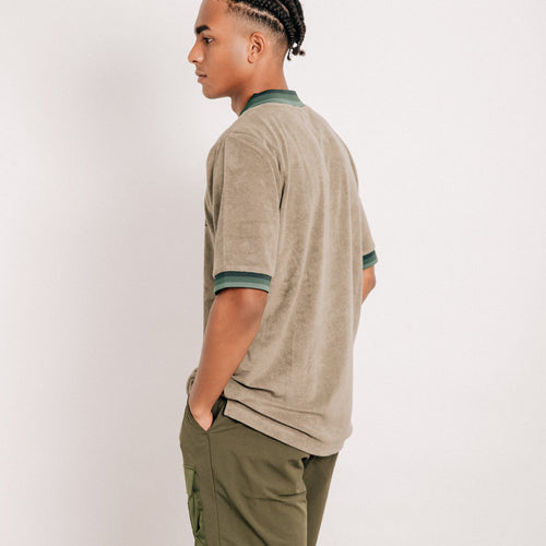 Tri-Collar Pile Mesh Polo Olive