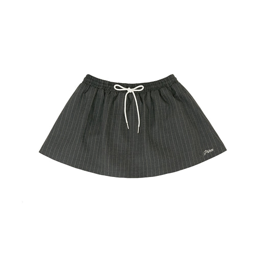 Pinstripe Drawstring Mini Skirt