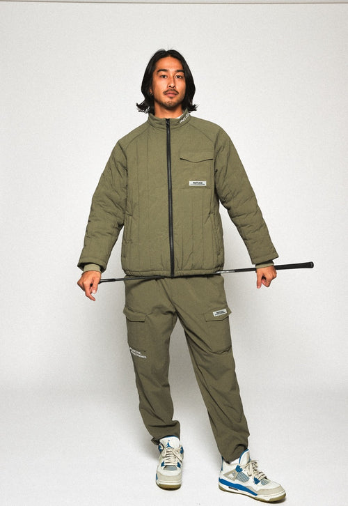 STRAIGHT QUILT PUFFER PANTS KHAKI